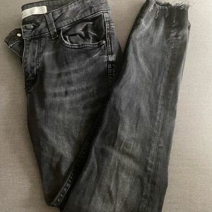 Zara Z1975 denim faded dark grey stretch skinny jeans